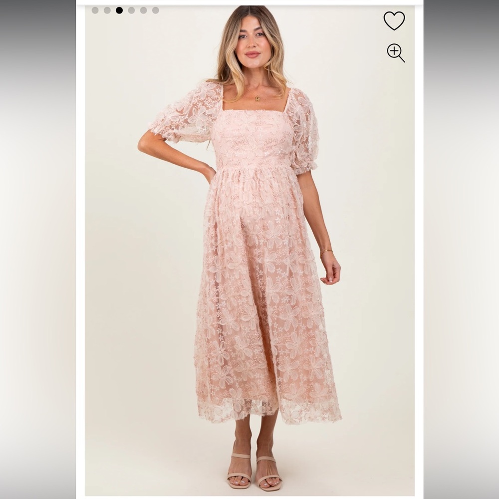 Light Pink Maternity Midi Dress
